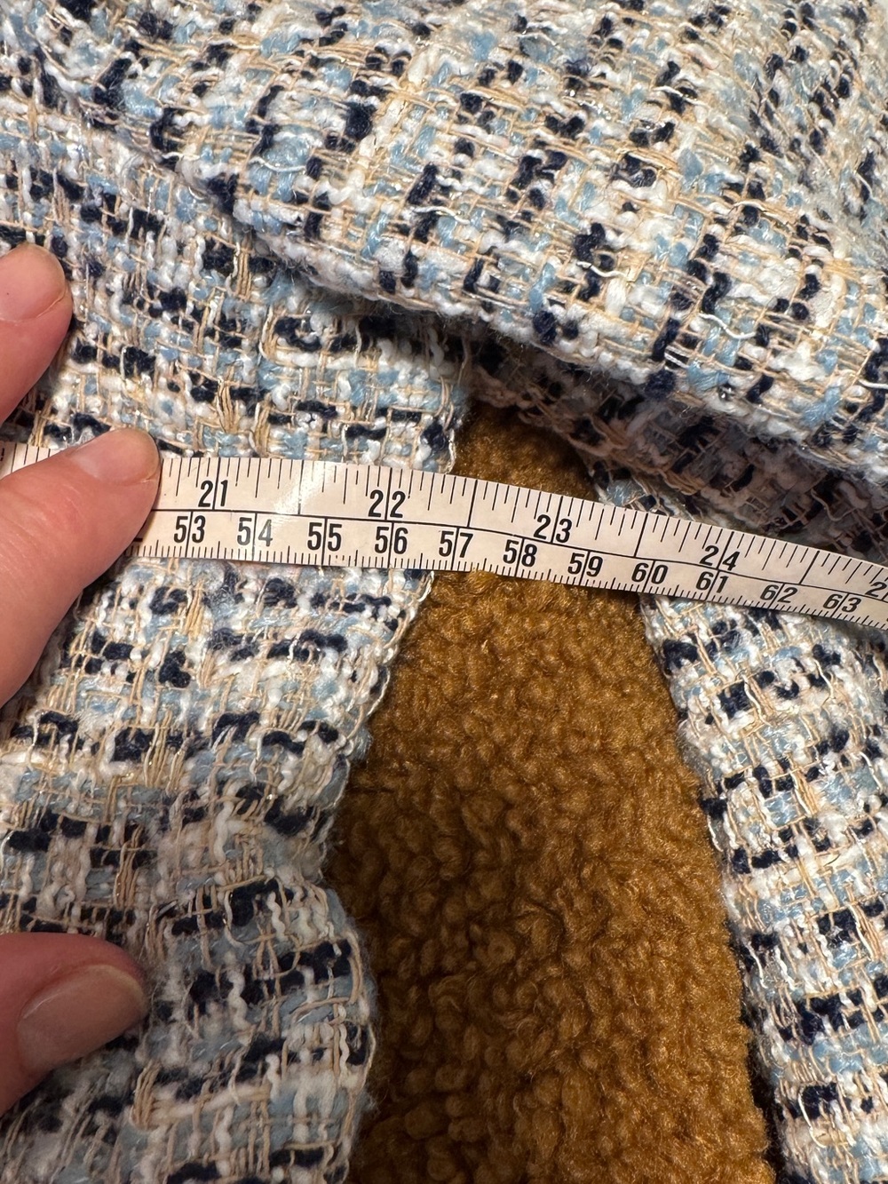 Women's Tweed Double-Breasted Jacket - Light Blue/Gray - Picture 7 of 9